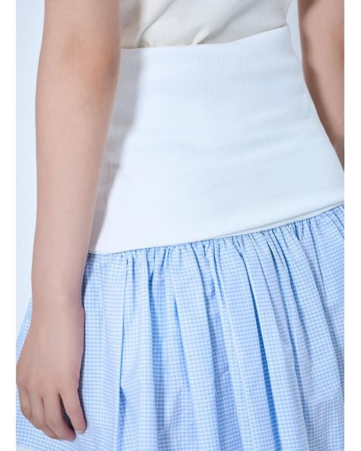 Miu Miu Blue Jersey And Poplin Mini Skirt