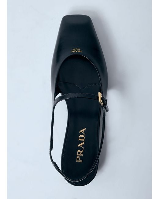 Prada White Leather Slingback Ballerina Pumps