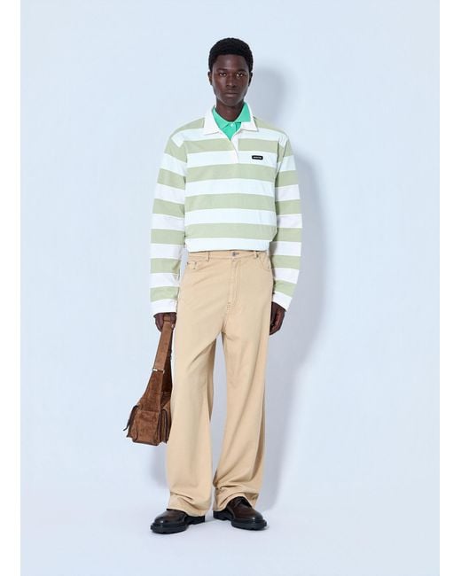 Miu Miu Blue Striped Jersey Polo Shirt for men