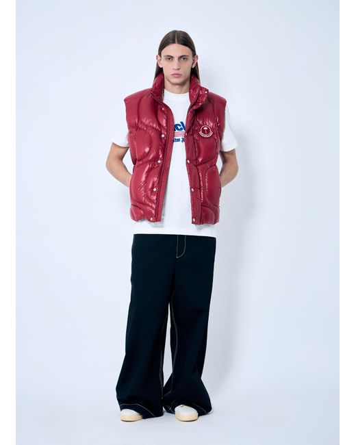 8 MONCLER PALM ANGELS Red Gwenyth Down Gilet for men