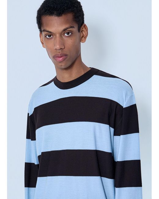 Bottega Veneta Blue Striped Long Sleeve T-Shirt for men