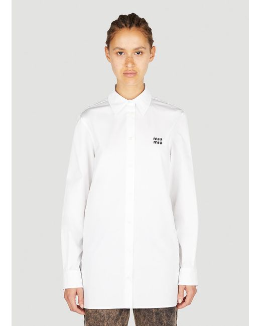 Miu Miu Classic Button Down Shirt in White | Lyst