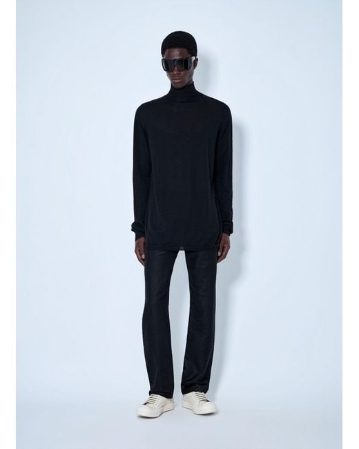 Rick Owens Blue Oversized Turtleneck Sweater for men