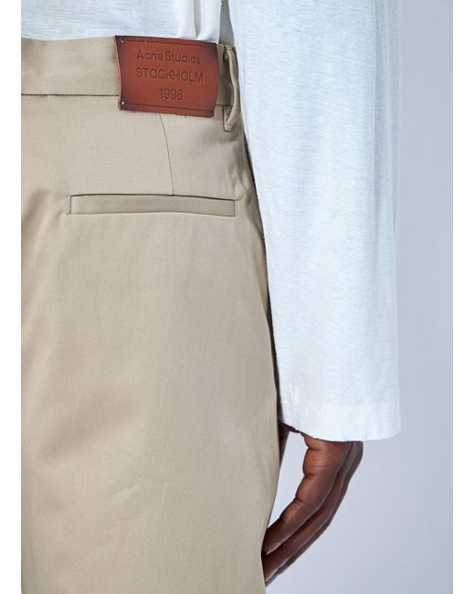 Acne White Cotton Satin Tailored Trousers for men