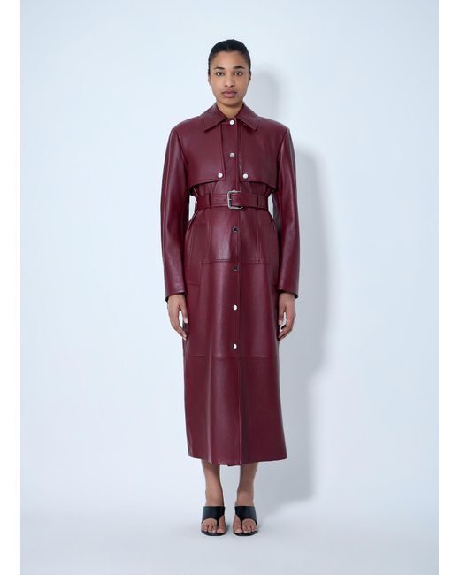 Sportmax Red Long Leather Coat