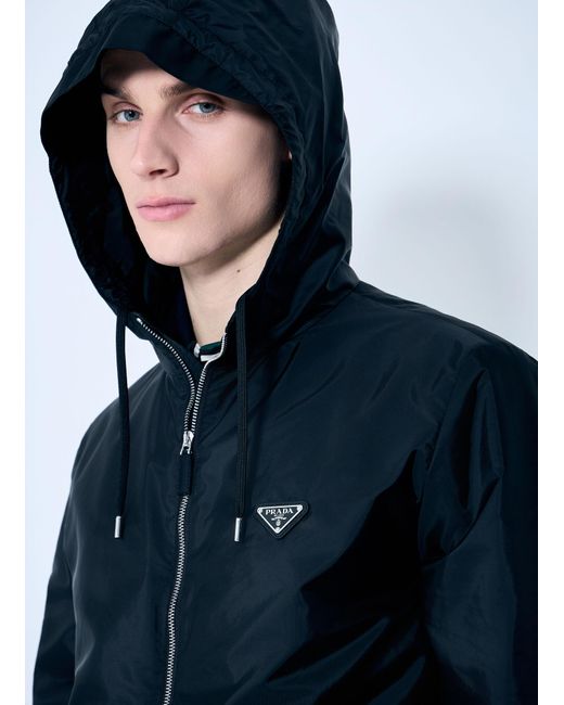 Prada Blue Re-Nylon Hooded Jacket for men