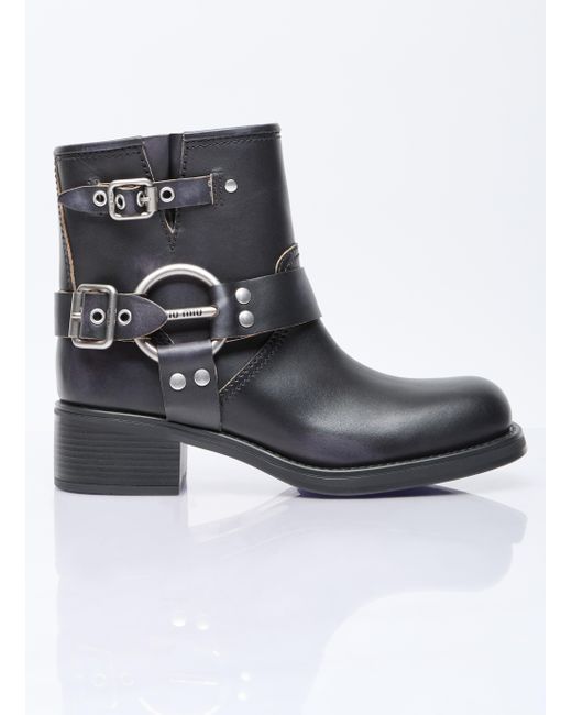 Miu Miu Black Vintage-look Leather Boots