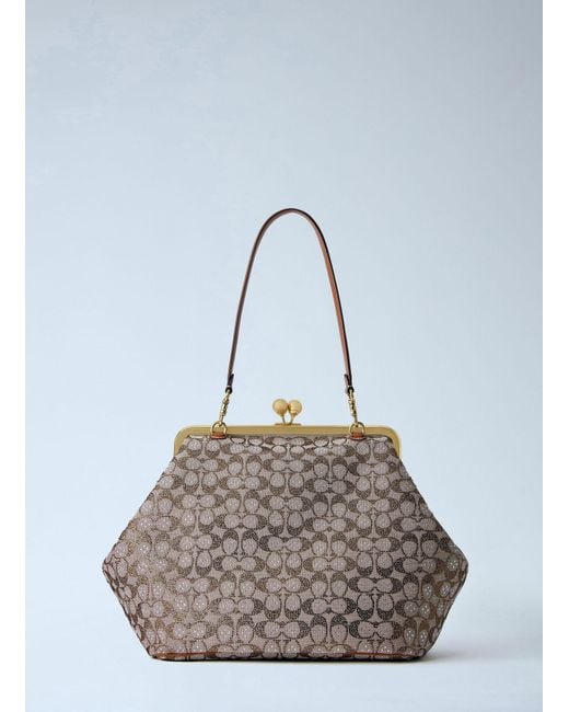 COACH Blue Large Kisslock Frame Bag