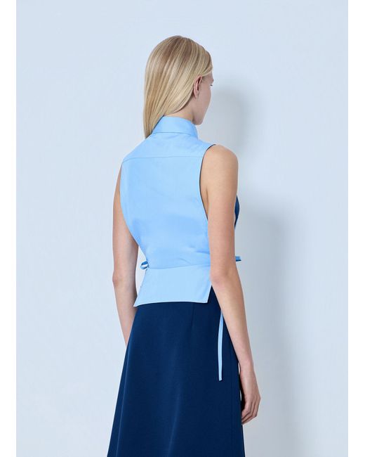 Miu Miu Blue Poplin Sleeveless Shirt
