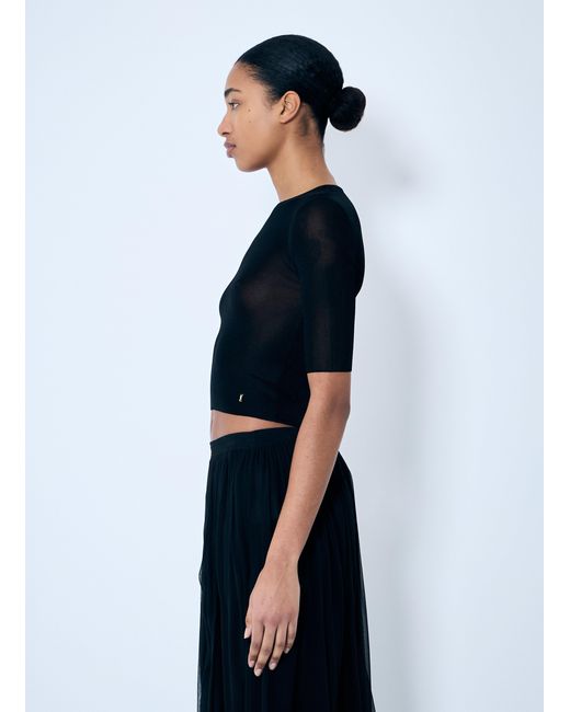 Saint Laurent Black Cropped Top With Cassandre