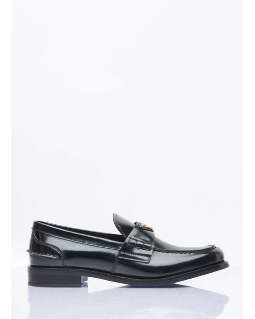 Prada White Brushed Leather Loafers