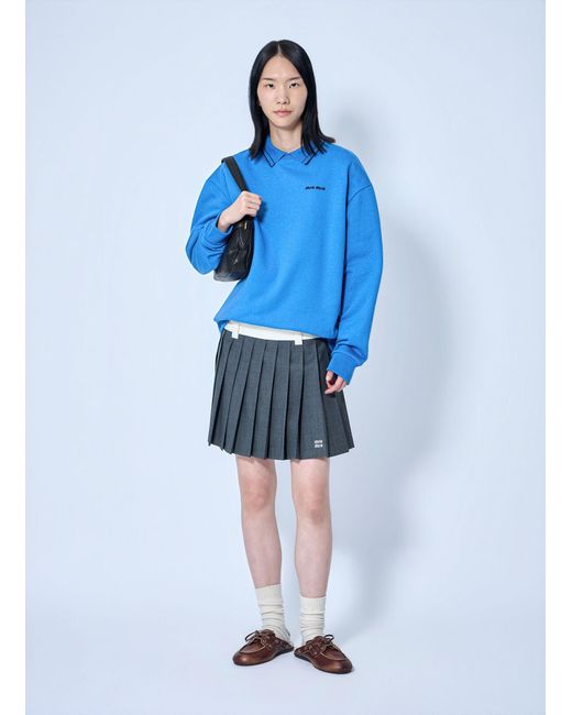 Miu Miu Blue Logo Motif Sweatshirt
