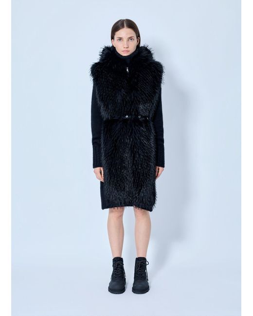 Moncler Blue Textured Wool-blend Coat