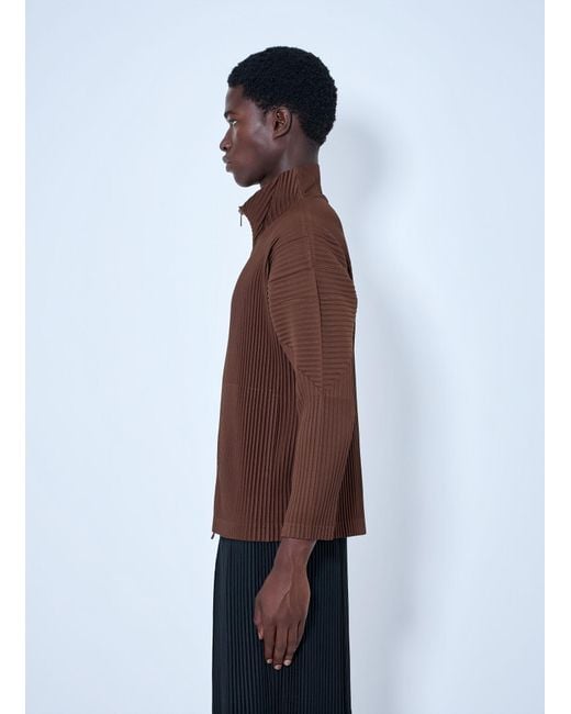 Homme Plissé Issey Miyake Red Pleated Zip-Up Jacket for men