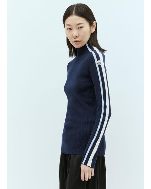 Moncler Blue T-neck Wool Sweater