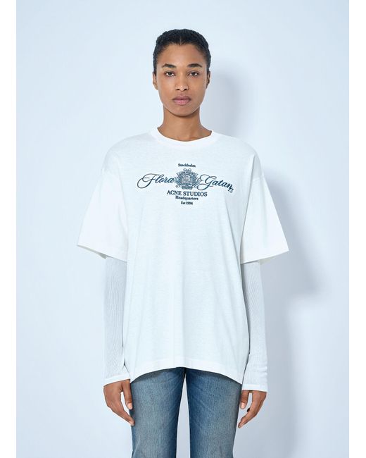 Acne White Embroidered T-Shirt