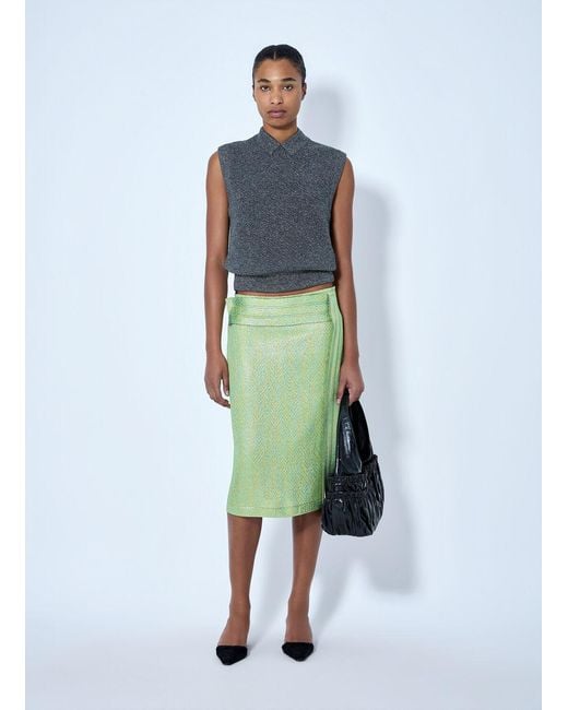 Marni Green Wrap-Effect Midi Skirt