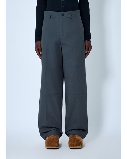 Dries Van Noten Blue Wide-Leg High-Rise Trousers for men