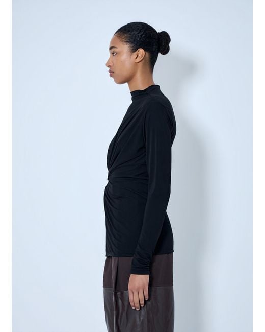 Bottega Veneta Blue Twist Detail Long Sleeve Top