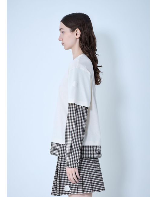 Moncler White Layered Check T-Shirt