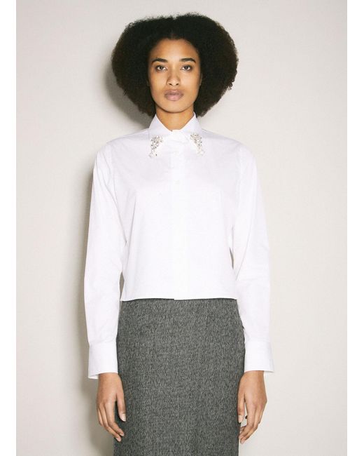 Prada White Embroidered Poplin Shirt