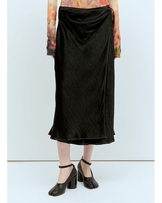 Acne Black Satin Wrap Skirt