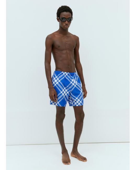Burberry Check Swim Shorts in Blue for Men Lyst UK