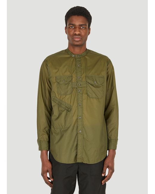 Engineered Garments Banded Collar Shirt in Khaki (Green) for Men - Lyst