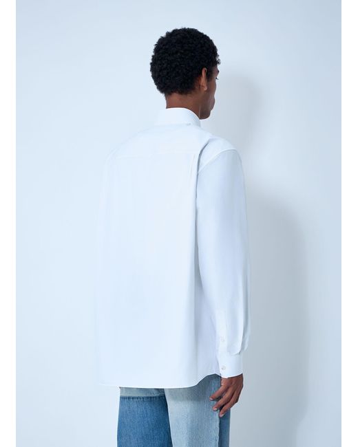 Gucci White Logo Embroidery Button-Down Shirt for men