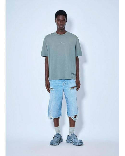 Acne Blue Distressed Denim Shorts for men