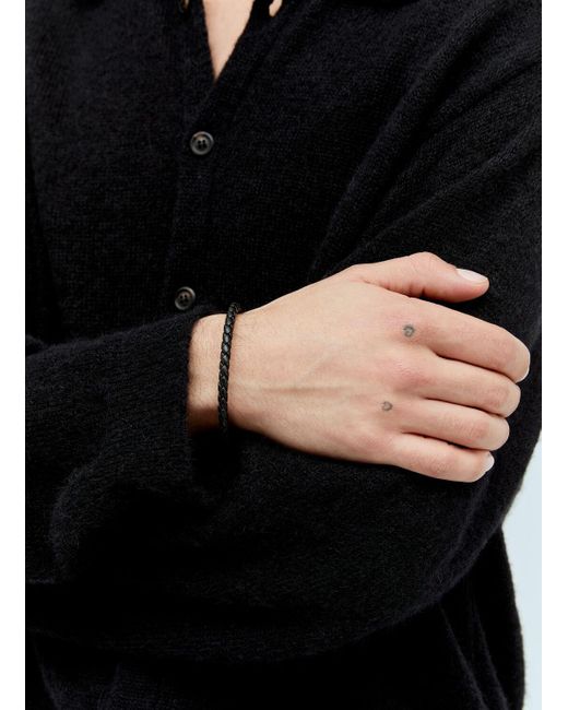 Bottega Veneta Black Braided Leather Bracelet for men