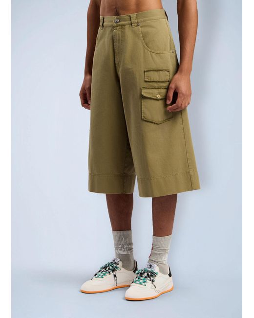 Palm Angels Natural Military Patch Bermuda Shorts for men