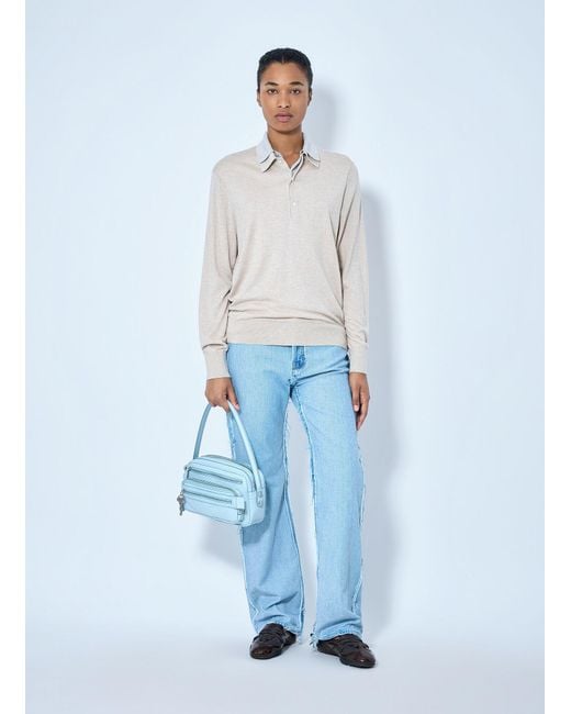 Acne White Layered Collar Knit Top