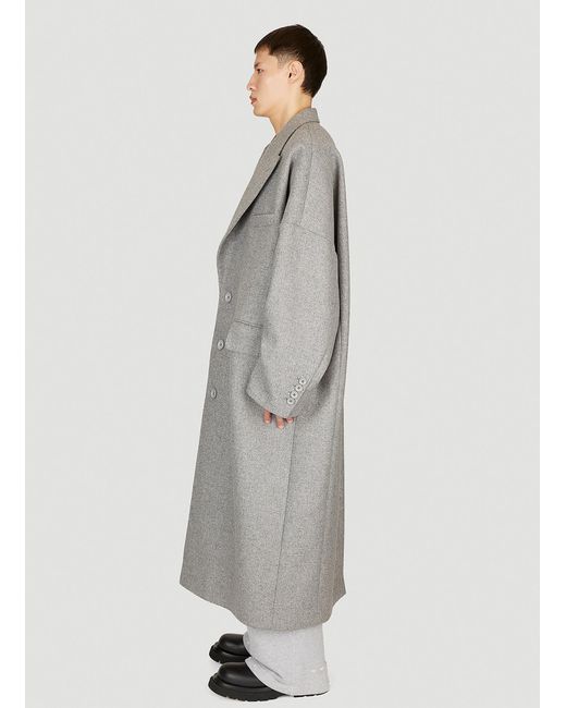 Dolce & Gabbana Gray Double-Breasted Wool Coat for men