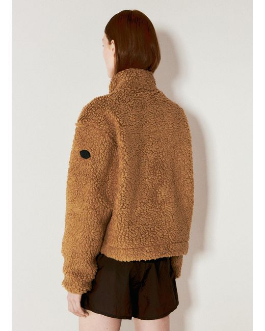 District Vision Brown Cropped High-pile Wool Fleece Jacket