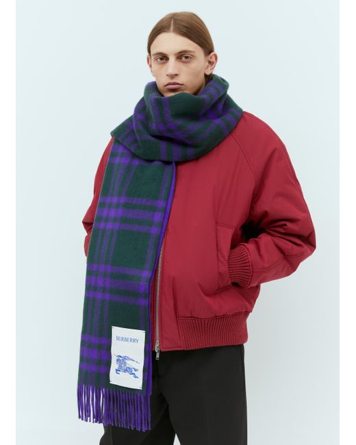 Burberry Red Check Cashmere Reversible Scarf for men