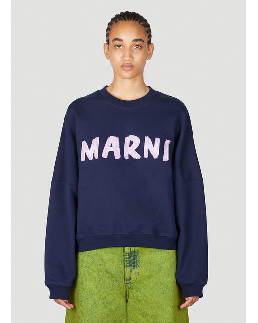 Marni Blue Logo Print Sweatshirt