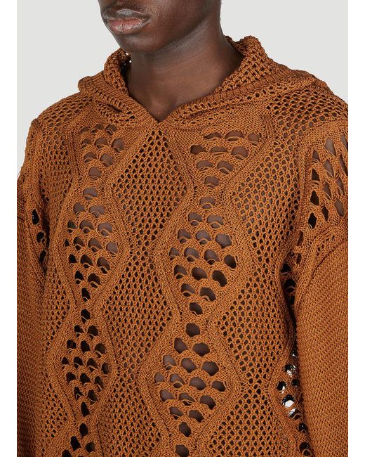 Children of the discordance Brown Knit Hooded Sweater for men