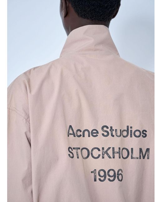 Acne Natural Logo Printed Zip-Up Jacket