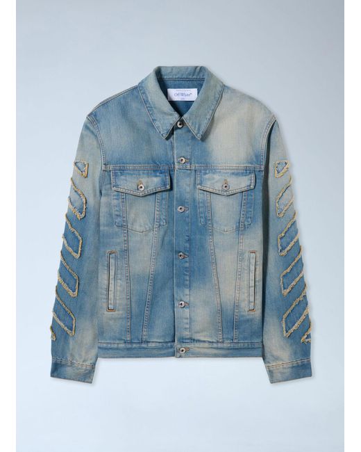 Off-White c/o Virgil Abloh Blue Diagonal Raw Patch 90S Skate Jeans for men