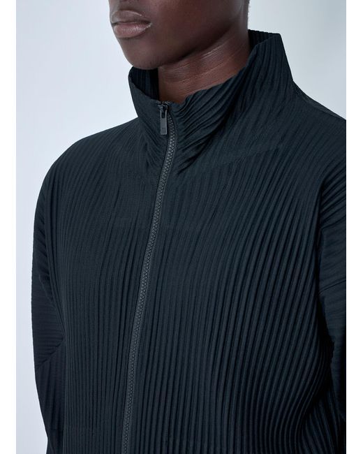 Homme Plissé Issey Miyake Blue Pleated Zip-Up Jacket for men