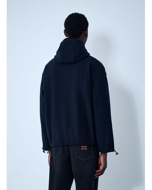 Miu Miu Blue Hooded Logo Motif Sweatshirt