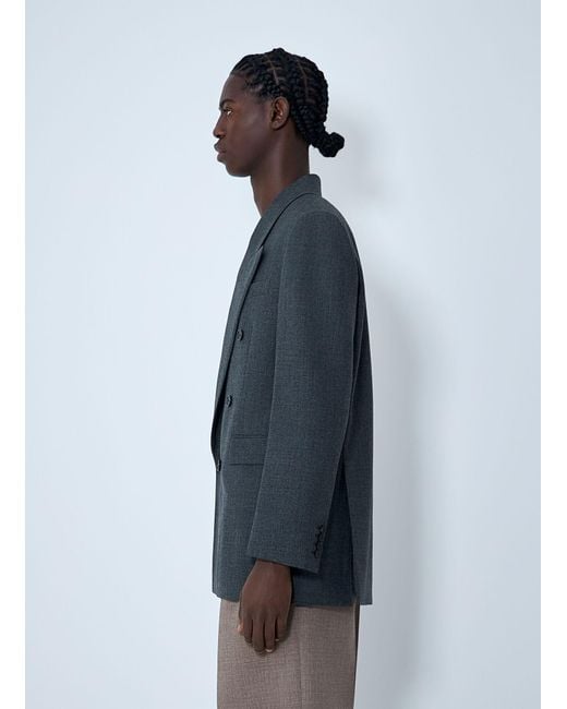 Saint Laurent Gray Double-Breasted Wool Blazer for men