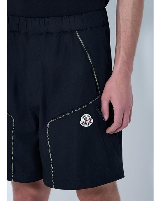 Moncler Blue Elasticated Waist Technical Shorts for men