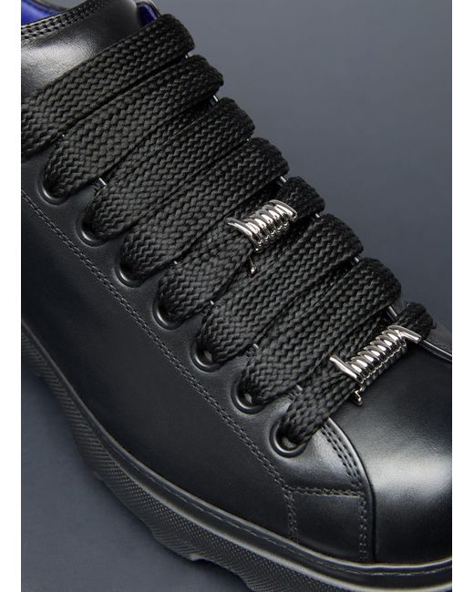 Burberry Gray Ranger Leather Sneakers for men