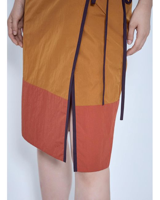 Saint Laurent Orange Wrap-Tie Skirt