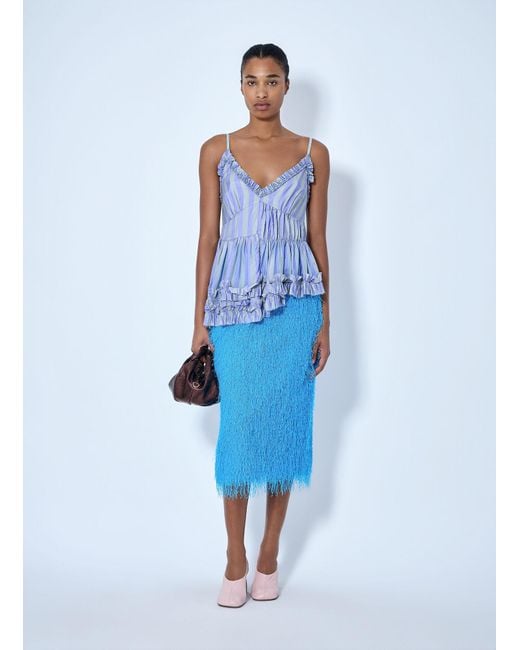 Dries Van Noten Blue Sokna Pencil Midi Skirt