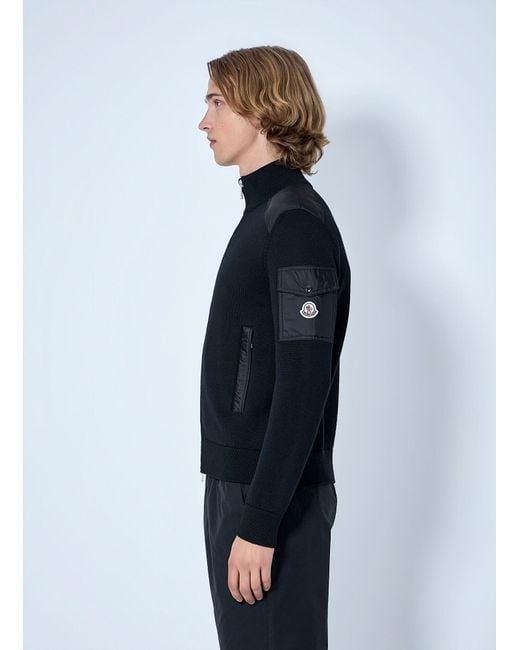 Moncler Blue Zip-Up High-Neck Sweater for men
