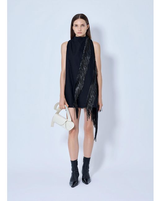 Sportmax Blue Fringe Trim Sleeveless Dress