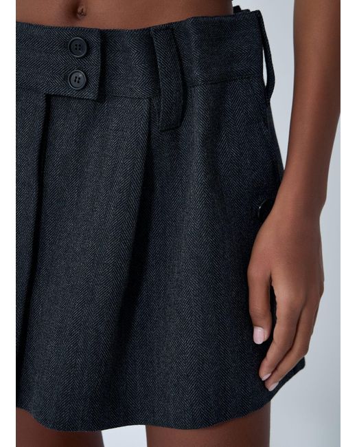 Prada Blue Chevron Wool Mini Skirt